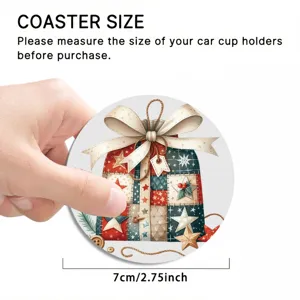 Siliconen auto bekerhouder onderzetter rond kerstcadeau patchwork patroon 7cm nieuw
