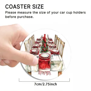 Kerst auto onderzetter detail, 7cm ronde siliconen bekerhouder mat met feestelijke tafel.