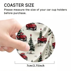 Christmas car coaster round ceramic absorbent cup holder insert 7cm holiday drink mat.