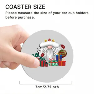 Natale Gnomo Sottobicchiere per Portabicchieri Auto 7cm Tappetino Rotondo Assorbente