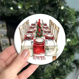 Kerst ronde onderzetter feestelijke tafeldecoratie siliconen hittebestendige mat