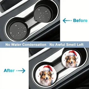 Sottobicchieri auto assorbenti con simpatico cane di Natale, antiscivolo e resistenti.