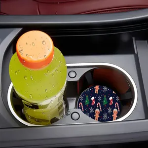 Christmas round absorbent ceramic car cup coaster festive holiday heat-resistant table mat