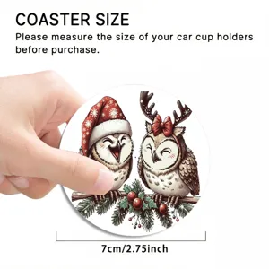 Christmas car coaster round silicone cup mat festive holiday anti-slip drink coaster 7cm
