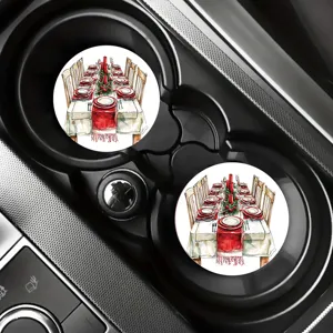 Kerst auto onderzetters, absorberende bekerhouder inzetstukken voor auto decoratie.