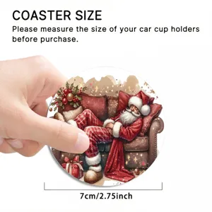Christmas Santa car cup coaster anti-slip silicone drink mat 7cm holiday table decor