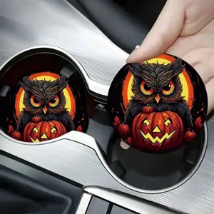 Sottobicchieri per Auto di Halloween Natale in Silicone Assorbente Antiscivolo Inserti per Portabicchieri Simpatico Cartone Animato Stampato Tappetino per Bevande