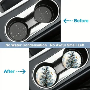 Sottobicchiere auto Natale assorbente antiscivolo rotondo per porta tazza veicolo interno