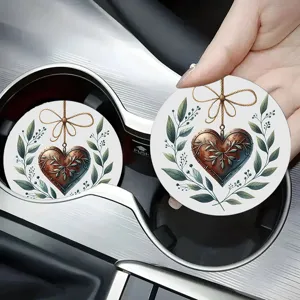 Ronde Siliconen Auto Onderzetter Antislip Absorberende Drinkhouder Voor Auto Bekerhouder Thuis Kerst Vintage Decoratieve Mat