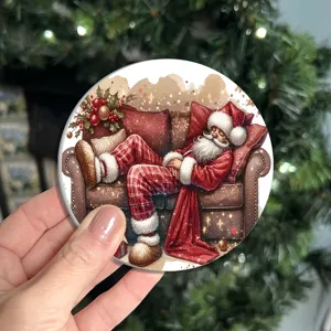 Christmas silicone coaster round hot pad festive home table decoration non slip cup mat