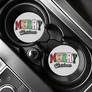 Set sottobicchieri auto di Natale, tappetini antiscivolo per portabicchieri interni.