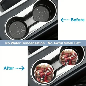 Christmas car cup coasters silicone non-slip waterproof holiday interior decor mat.