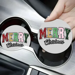 Set di sottobicchieri per auto di Natale, sottobicchiere assorbente antiscivolo per veicoli.