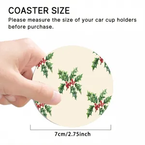 Sottobicchiere auto natale agrifoglio bacche assorbente supporto tazza tappetino 7cm