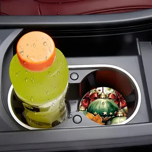 Sottobicchiere per tazza auto di Natale rotondo in silicone antiscivolo decorativo
