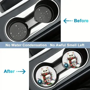 Christmas cute cat absorbent car cup holder silicone coasters for auto interior decoration