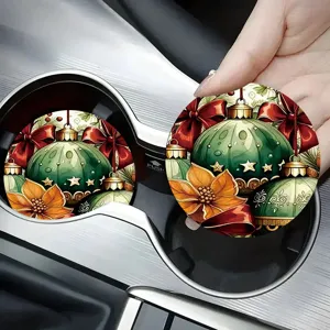 Sottobicchiere auto Natale rotondo silicone tappetino antiscivolo decorazione interna veicolo