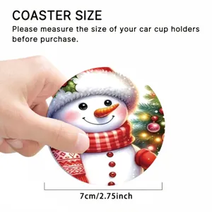 Sottobicchiere per auto pupazzo di neve di Natale rotondo silicone antiscivolo porta tazza.