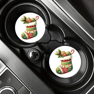 Lot de 2 sous-verres de voiture de Noël, jolies tasses de boissons festives accessoires auto.