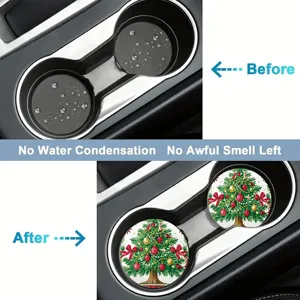 Sottobicchiere per auto albero di natale in terra diatomacea assorbente antiscivolo
