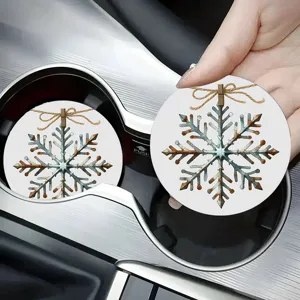 Sous-verres ronds pour voiture avec impression de flocon rouillé pour la décoration.