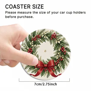 Dessous de verre de voiture de Noël tapis de tasse absorbant pour décoration de vacances