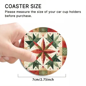Sous-verre de voiture de Noël rond en silicone tapis de porte-gobelet décoratif de vacances 7cm