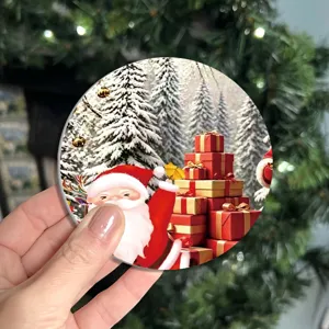 Christmas Santa Claus car coaster ornament festive holiday table mat winter decoration