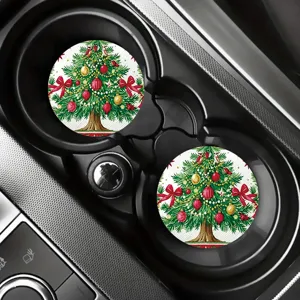 Sottobicchieri per auto con albero di Natale in terra di diatomee assorbente per porta tazza