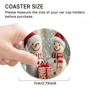 Christmas snowman car coaster 7cm absorbent drink cup holder mat for auto interior decor.