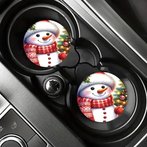 Set sottobicchieri per auto natalizi con pupazzo di neve in silicone antiscivolo decoro