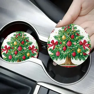 Natale Rotondo Silicone Assorbente Sottobicchiere Isolamento Termico Tovaglietta Antiscivolo Tappetino Per Portabicchieri Auto Decorazione