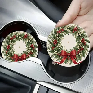 Sous-verre de Voiture en Silicone de Noël Tapis de Porte-gobelet Antidérapant Absorbant Résistant à la Chaleur Décoration Festive