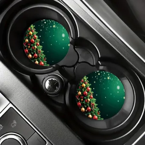 Tappetino per tazza da auto rotondo assorbente di Natale, tappetino termoisolante antiscivolo.