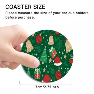 Christmas Tree Car Cup Coaster Round Absorbent Drink Coaster Holiday Table Decor 7cm