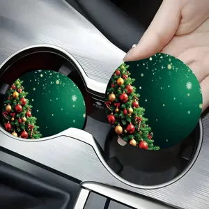 Natale rotondo terra di diatomee assorbente sottobicchiere supporto tazza auto tappetino termico