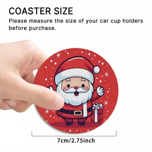 Sous-verre de voiture Noël mignon design Père Noël tapis porte-tasse 7cm accessoire auto