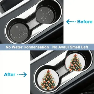 Sous-verre de voiture en silicone arbre de Noël étanche antidérapant porte-gobelet