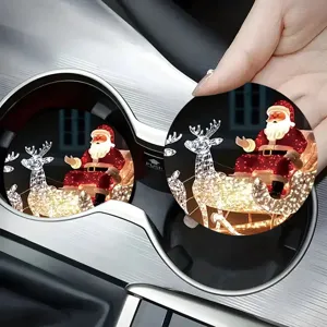 Sottobicchiere per auto di Natale, tappetino in silicone antiscivolo, decorazione.