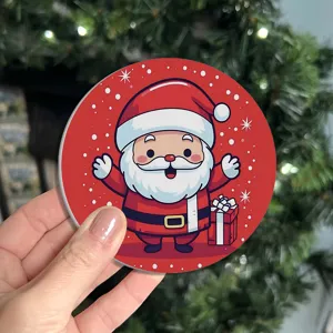 Noël thème rond absorbant en céramique tasse sous-verre pour table café tasse décoration