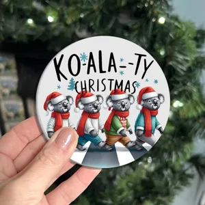 Χαριτωμένο koala Χριστουγέννων στρογγυλό αυτοκίνητο κούπα σουβέρ ανθεκτικό στη θερμότητα