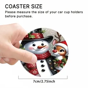 Sottobicchiere rotondo natalizio in silicone con simpatico pupazzo di neve e renna, 7cm.