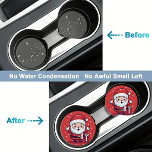 Lot de sous-verres de voiture de Noël avec Père Noël, tapis antidérapants pour porte-gobelets.