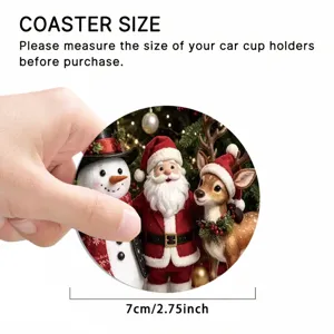 Christmas car coaster, 7cm cute Santa Claus cup holder mat for auto interior decoration.