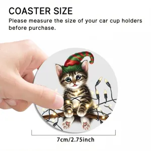 Posavasos de coche de silueta de silicona con bonito diseño de gato navideño, 7cm.