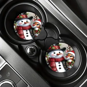 Set sottobicchieri auto Natale, simpatico pupazzo di neve e renna tappetino silicone.