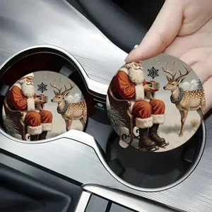 Sottobicchieri per auto in terra diatomacea di Natale assorbente antiscivolo rotondo accessori auto