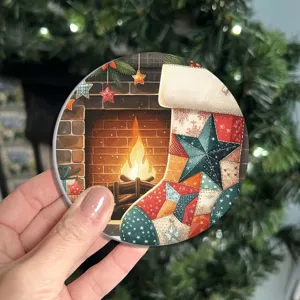 Dessous de verre en silicone de Noël rond tapis d'isolation pour table et voiture.