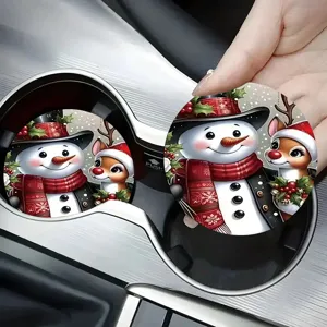 Natale auto tazza sottobicchiere rotondo silicone antiscivolo decorazione festa interno