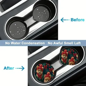 Noel sous-tasses de voiture absorbant mignon chien design tapis anti-dérapant porte-gobelet